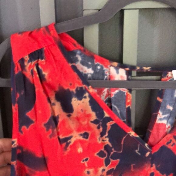 NWT Kemar red And black tie dye Sleeveless rayon blouse ￼￼ Marshals size L￼ - Picture 3 of 4